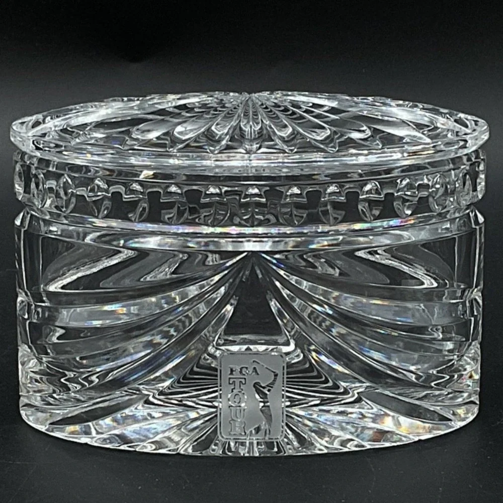 Waterford Crystal‎ PGA Tour Logo Oval Trinket Jewelry Box with Lid and Box